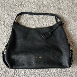 DKNY Black Pebbled Leather Chelsea Medium Hobo Bag